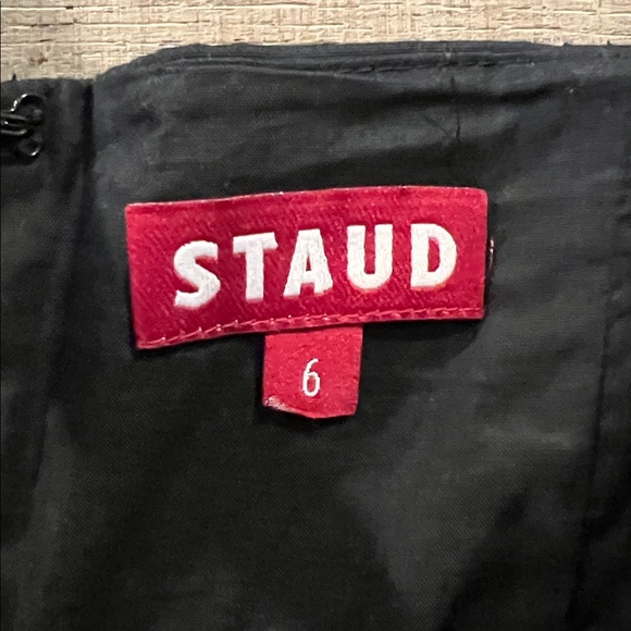 STAUD Sutton Lace Up black Midi Dress size 6 - Picture 7 of 11